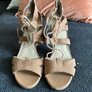 Tan lace up heels